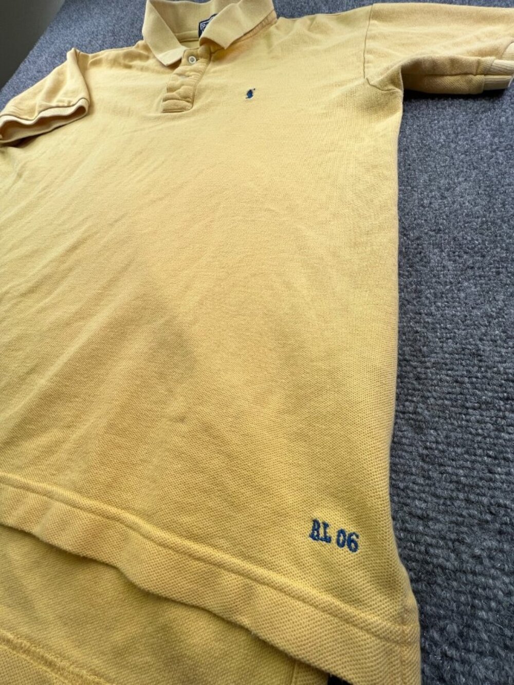 Polo Ralph Lauren Short Sleeve Polo Shirt Men’s Cotton Yellow Medium Blue Pony
